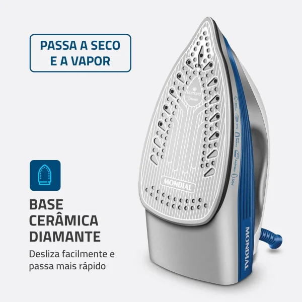 MONDIAL PLANCHA A VAPOR CERAMIC CELESTE FVN-01-BL - Imagen 2